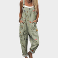 Dames jumpsuit met wilde bloemenprint en zijzakken