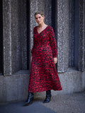 Talea | Damen Kleid mit V-Ausschnitt, Raffung und Ballonärmeln