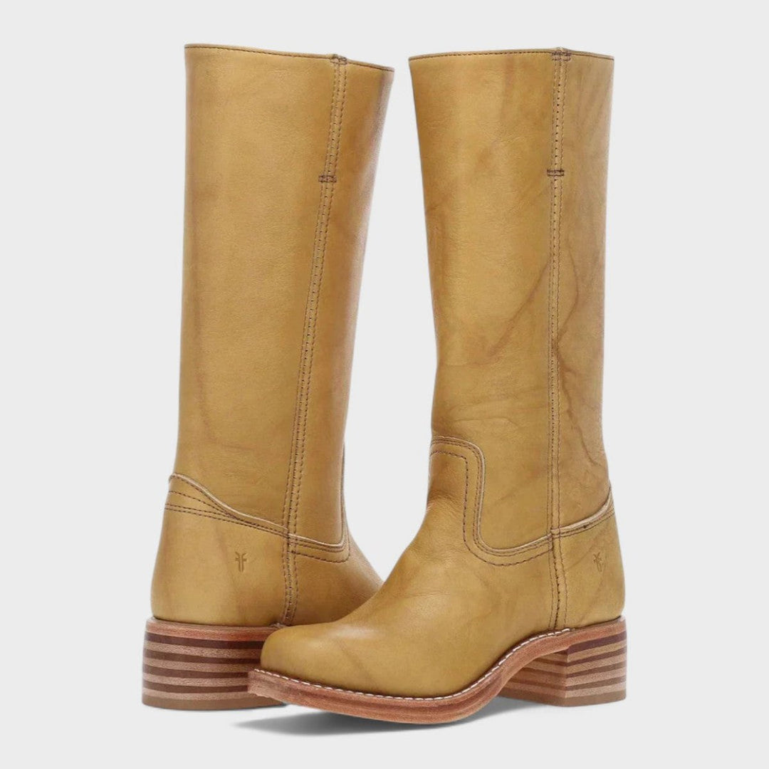 Mia | Damen Kniehohe Lederstiefel im klassischen Western-Stil