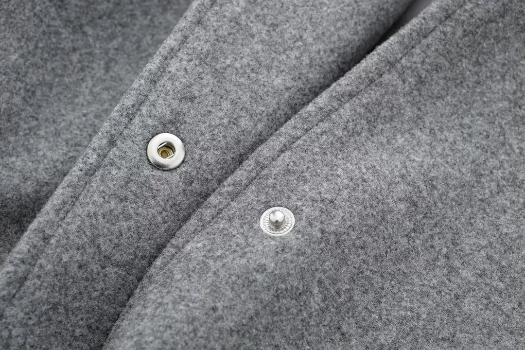 Damen Kurze Jacke mit Druckknopfverschluss und Elastischen Bündchen