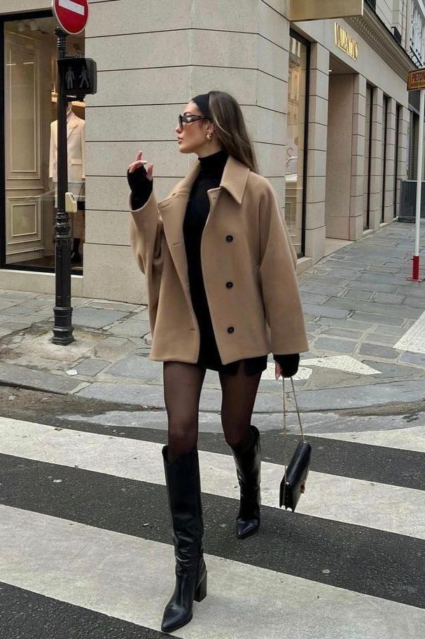 Damen Kurze Jacke mit Knopfverschluss und Umlegekragen