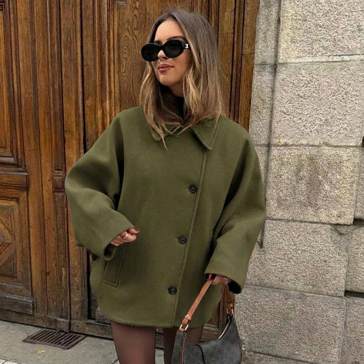 Damen Kurze Jacke mit Knopfverschluss und Umlegekragen