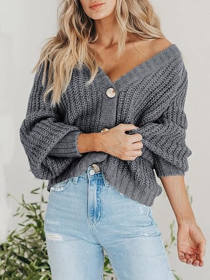 Dames kort vest met V-hals, knoopsluiting en lange mouwen