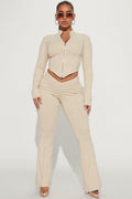 Damen Kurzes Oberteil und Hose Set mit Stehkragen und Reißverschluss