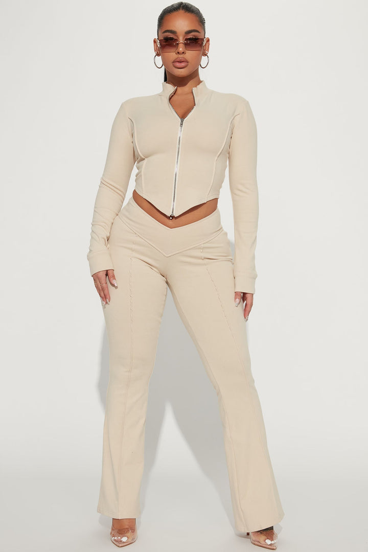 Damen Kurzes Oberteil und Hose Set mit Stehkragen und Reißverschluss