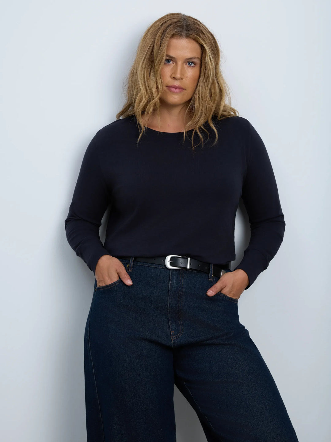 Hilke Damen Langarmshirt mit U-Ausschnitt und breiten Bündchen
