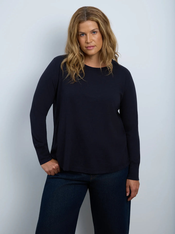 Hilke Damen Langarmshirt mit U-Ausschnitt und breiten Bündchen
