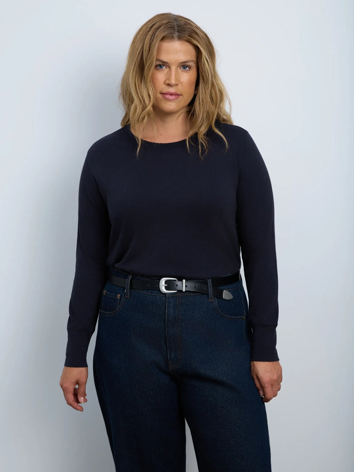 Hilke Damen Langarmshirt mit U-Ausschnitt und breiten Bündchen