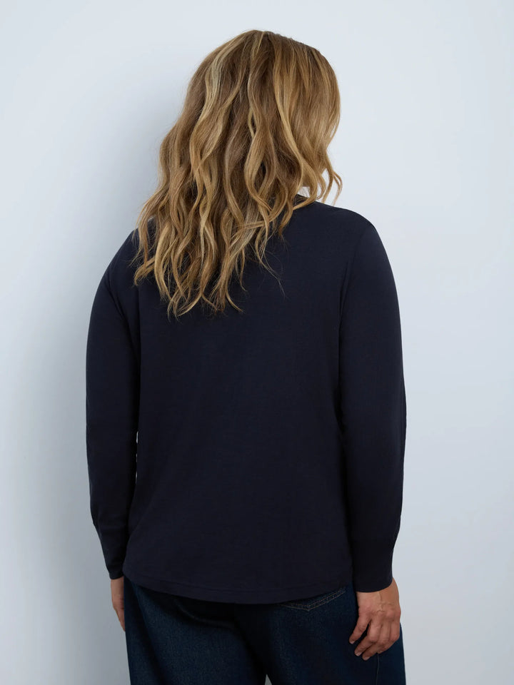 Hilke Damen Langarmshirt mit U-Ausschnitt und breiten Bündchen
