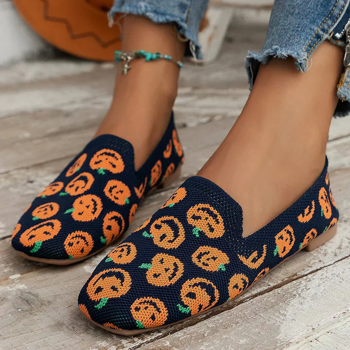 Damen Loafer mit perforierter Oberfläche und quadratischem Zehenbereich