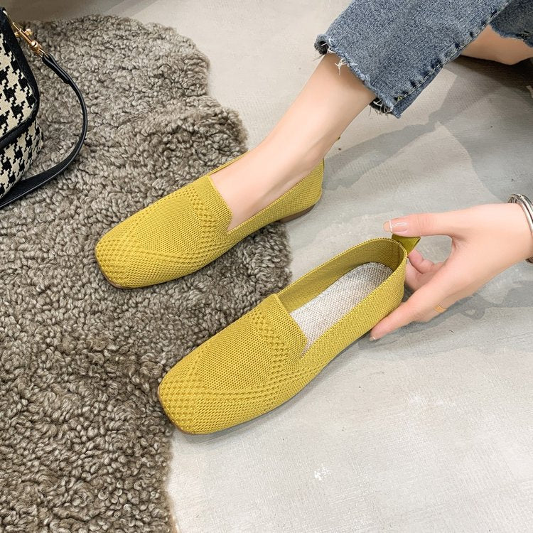 Damen Loafer mit perforierter Oberfläche und quadratischem Zehenbereich