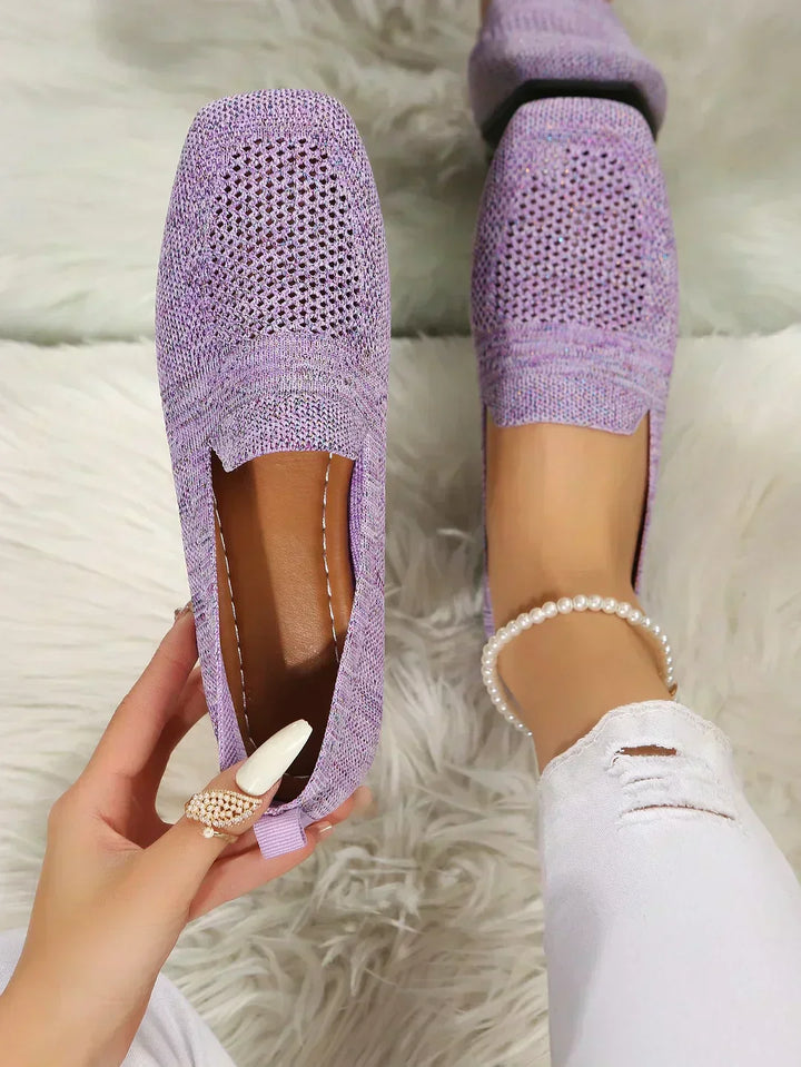 Damen Loafer mit perforierter Oberfläche und quadratischem Zehenbereich