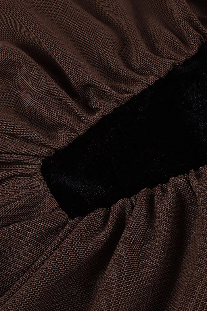 Dames maxi-jurk met mouwloze top en tweekleurige rok met ruches