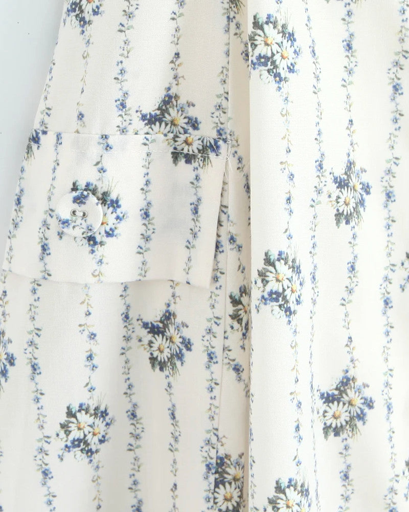 Dames midi-jurk met sweetheart-halslijn, halterbandjes, bloemenprint en A-lijn rok