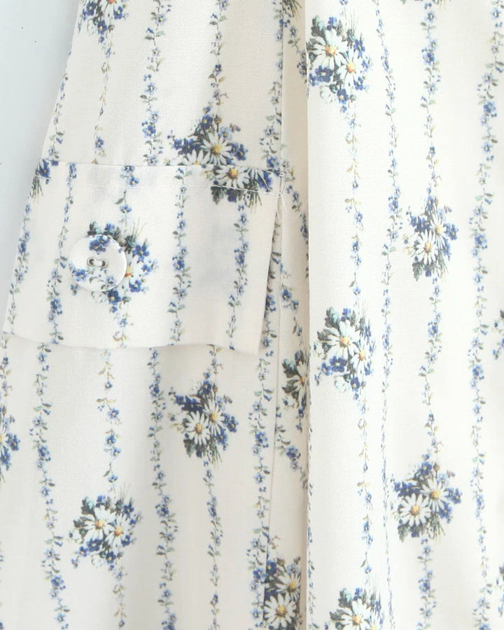 Dames midi-jurk met sweetheart-halslijn, halterbandjes, bloemenprint en A-lijn rok