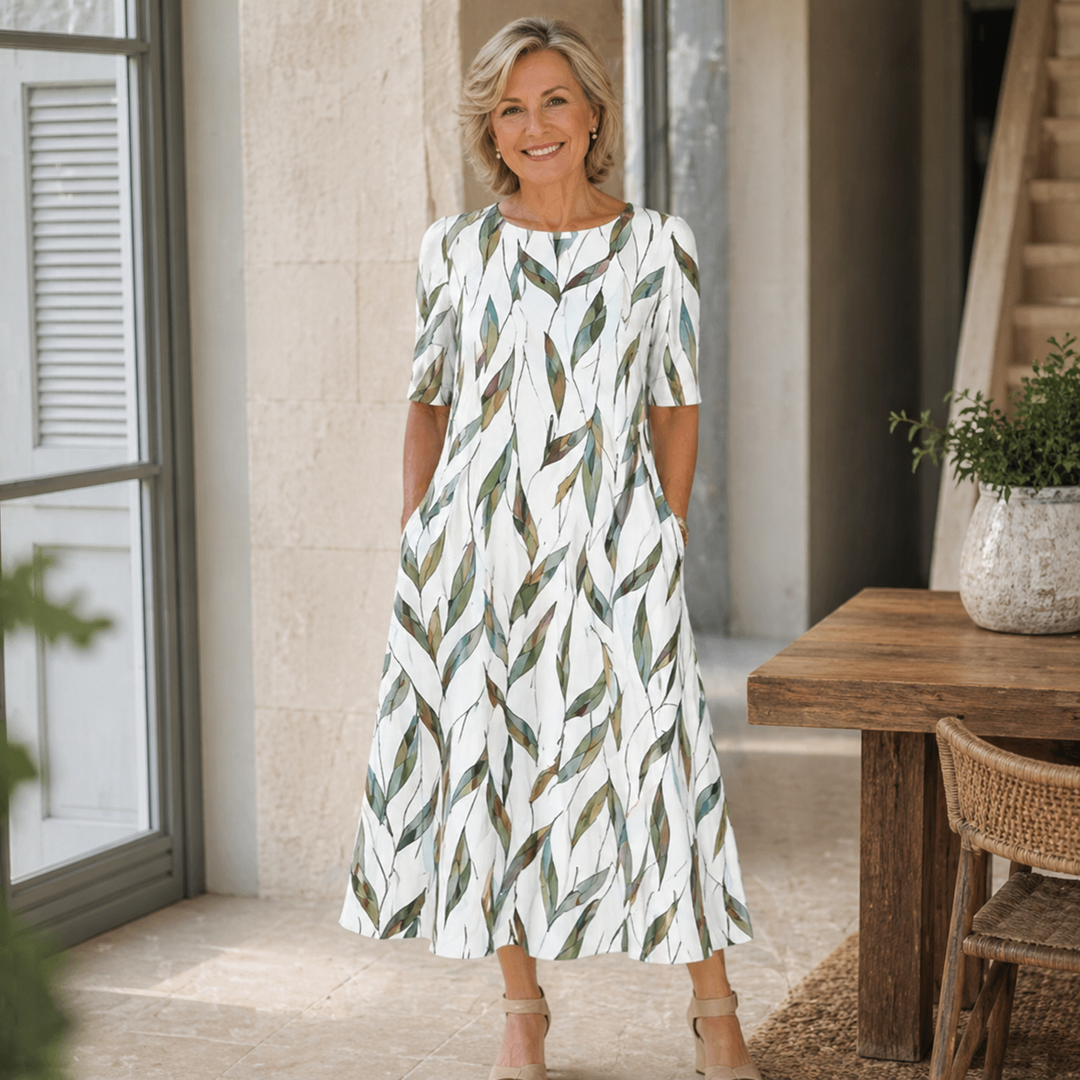 Damen Midikleid mit Blumenmuster und Taschen