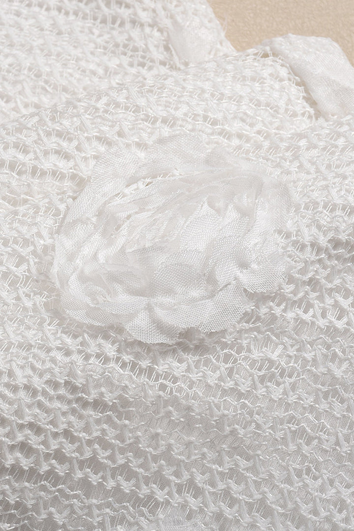 Dames minijurk met halterhals en 3D-rozenapplicaties