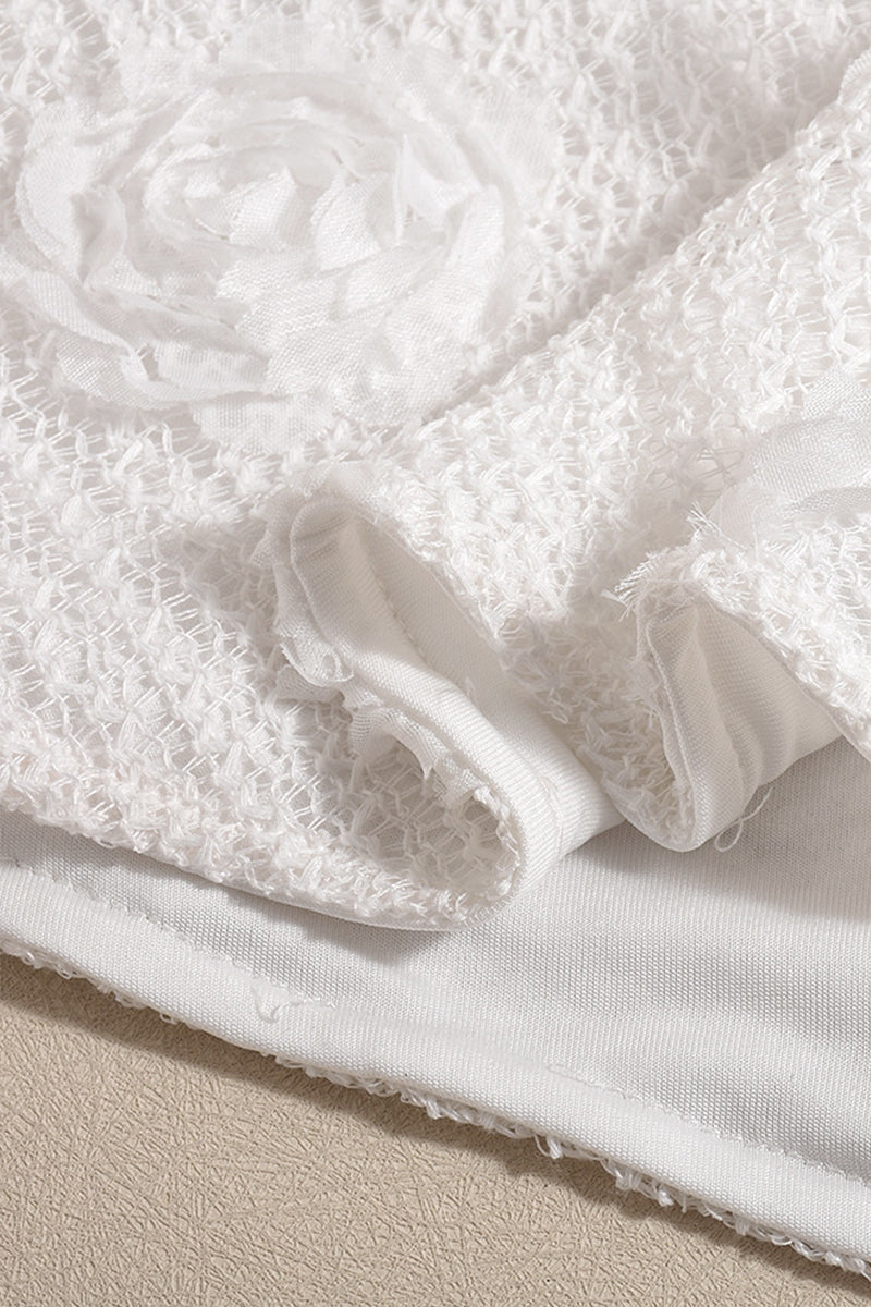 Dames minijurk met halterhals en 3D-rozenapplicaties