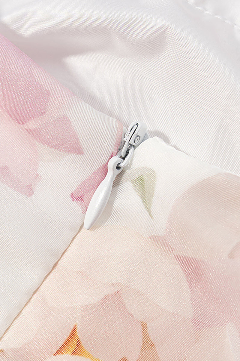 Dames minijurk met halterband en gegolfde kraag en gelaagde ruchesrok