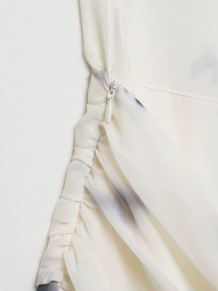 Dames halter maxi-jurk met vlinderprint en open rug met geplooide taille