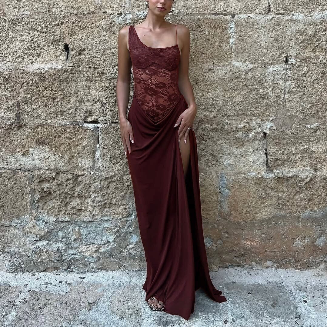 Dames off-shoulder maxi-jurk met gestructureerde semi-transparante top en geplooide rok