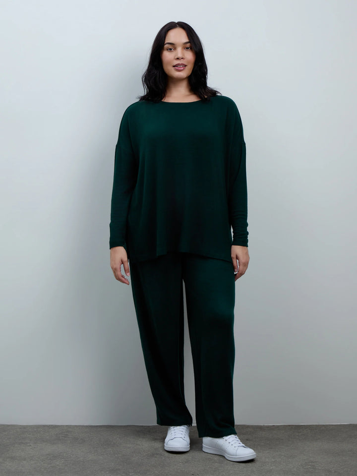 Enna Damen Oversize-Top mit Rundhalsausschnitt und Seitenschlitzen