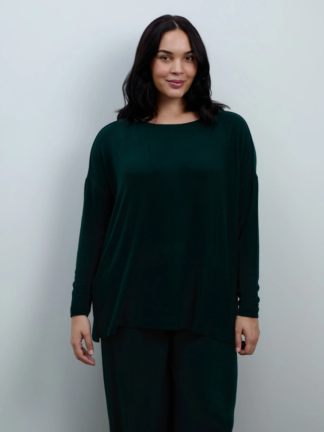 Enna Damen Oversize-Top mit Rundhalsausschnitt und Seitenschlitzen