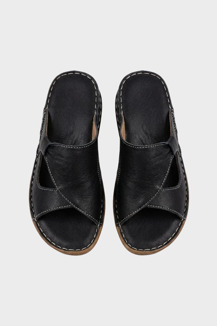 Damen Pantoletten mit Kreuzriemen und vorgeformtem Fußbett