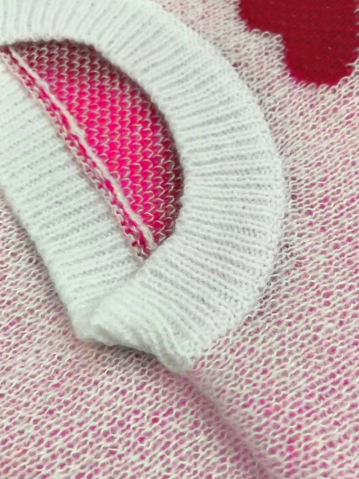 Damen Pullover mit Rundhalsausschnitt und Herzmuster