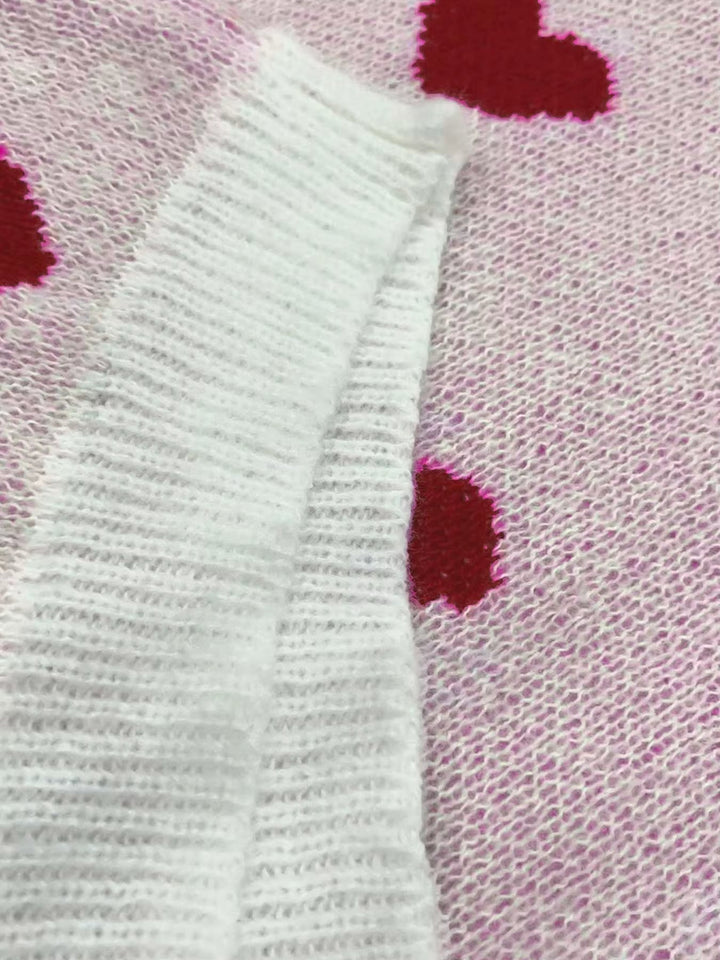 Damen Pullover mit Rundhalsausschnitt und Herzmuster