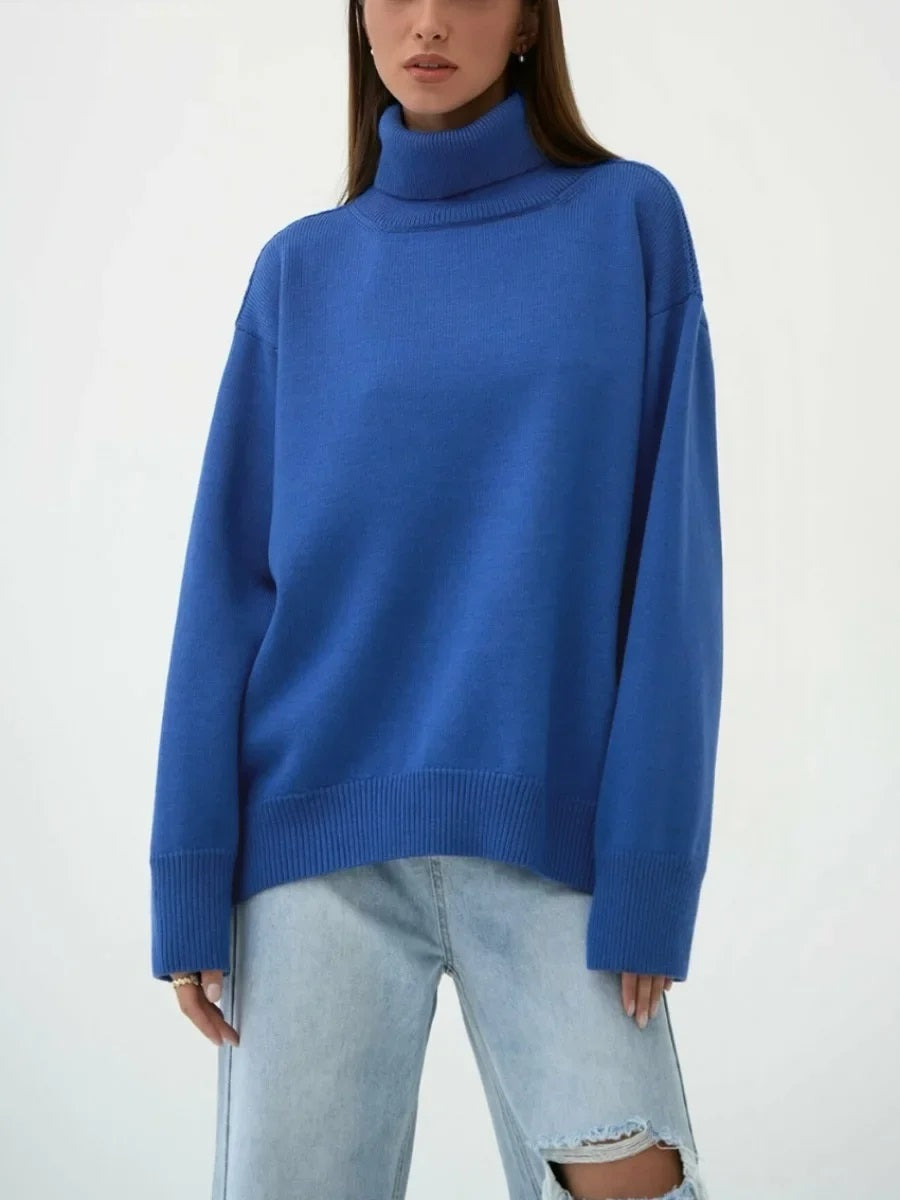 Damen Rollkragenpullover mit hohem Kragen und elastischen Bündchen