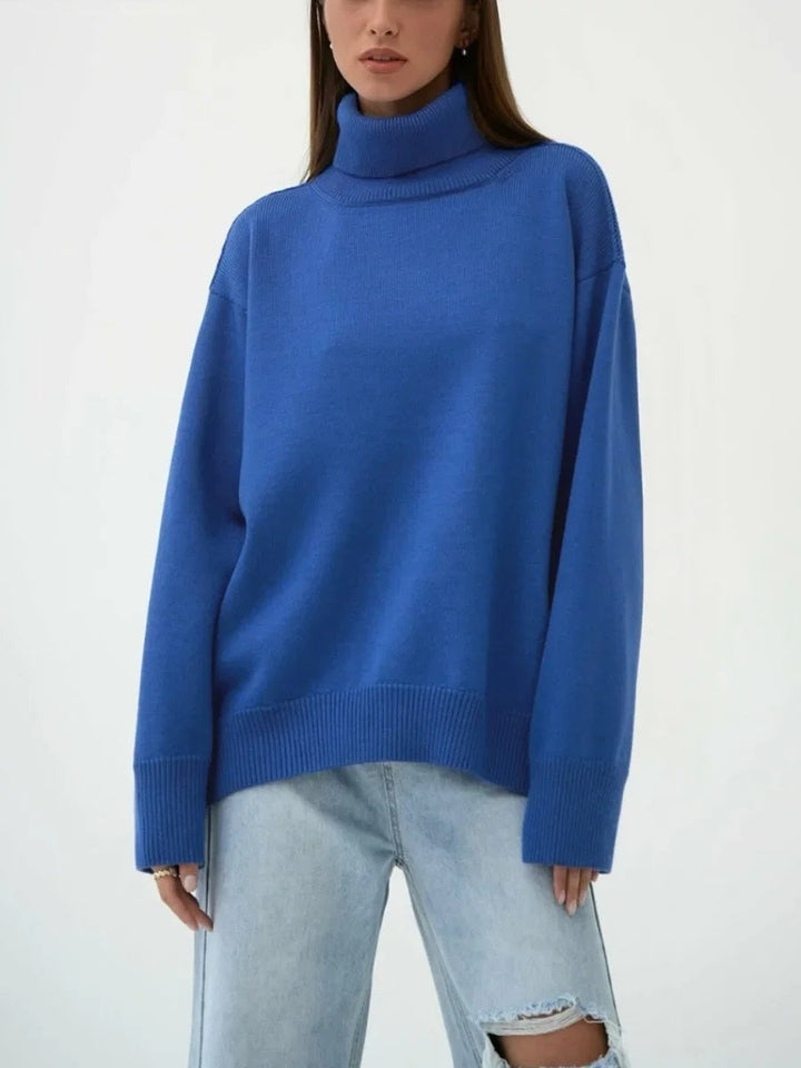 Damen Rollkragenpullover mit hohem Kragen und elastischen Bündchen