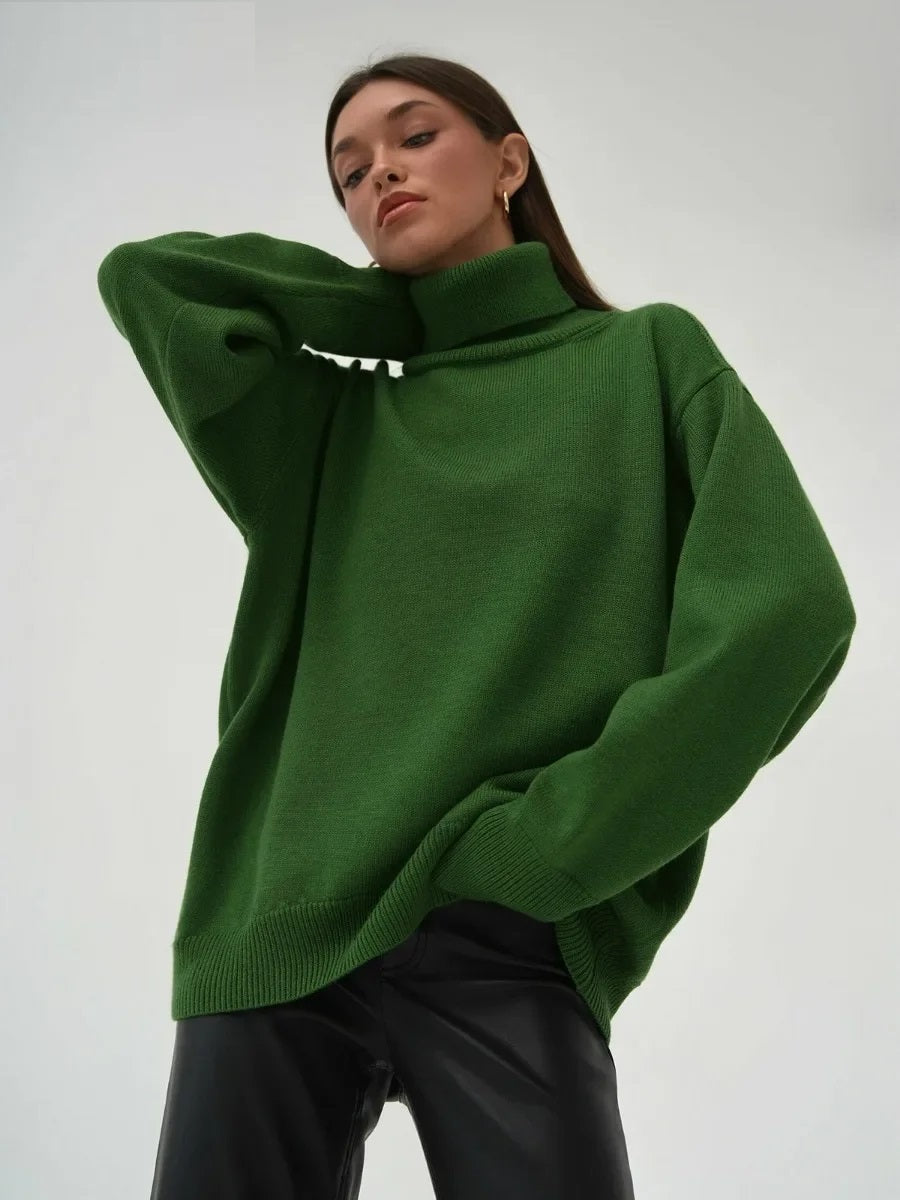 Damen Rollkragenpullover mit hohem Kragen und elastischen Bündchen