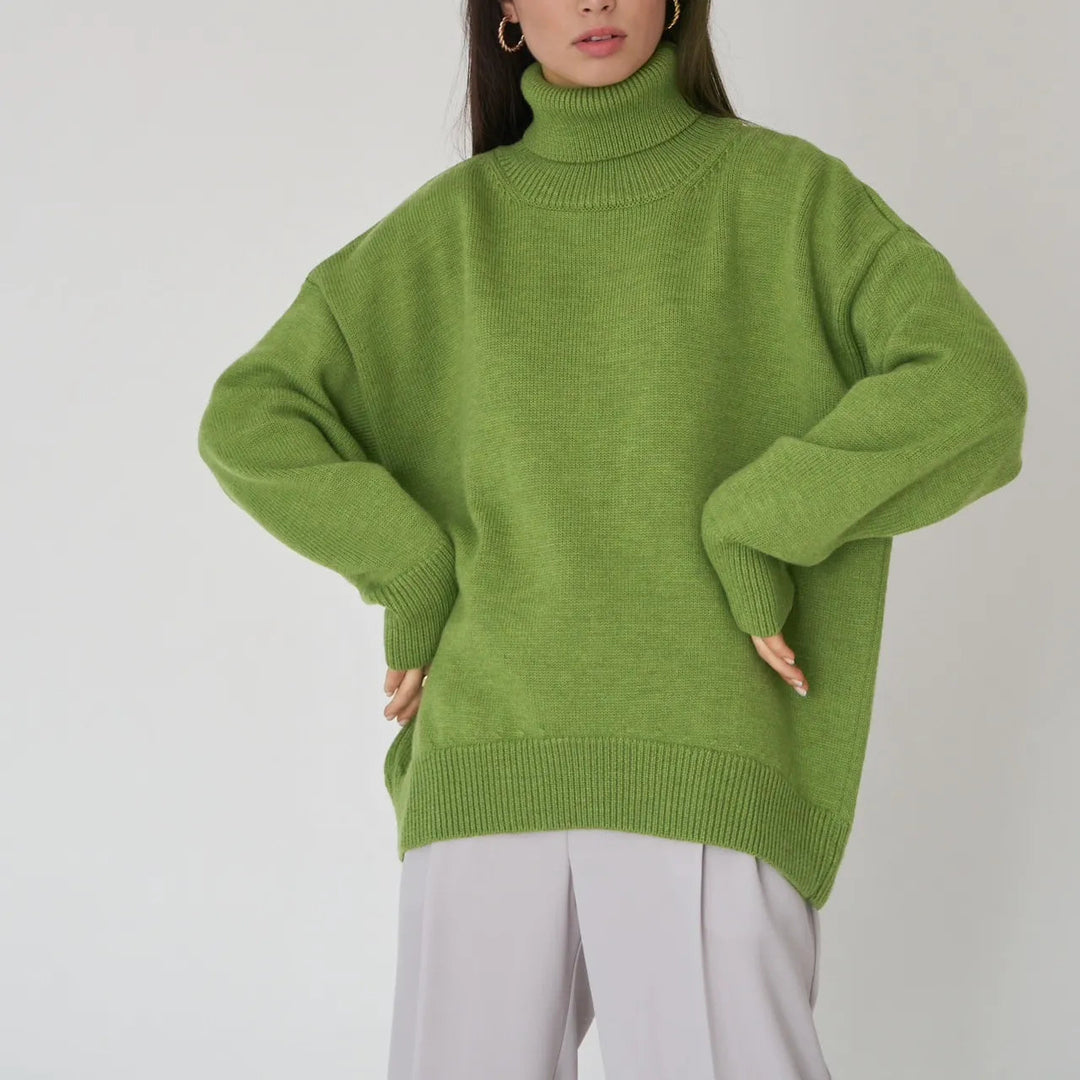 Damen Rollkragenpullover mit hohem Kragen und elastischen Bündchen