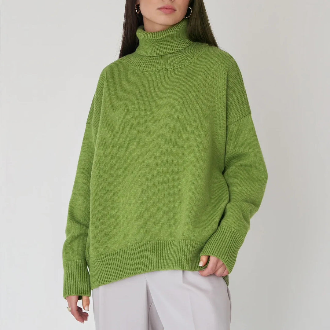 Damen Rollkragenpullover mit hohem Kragen und elastischen Bündchen