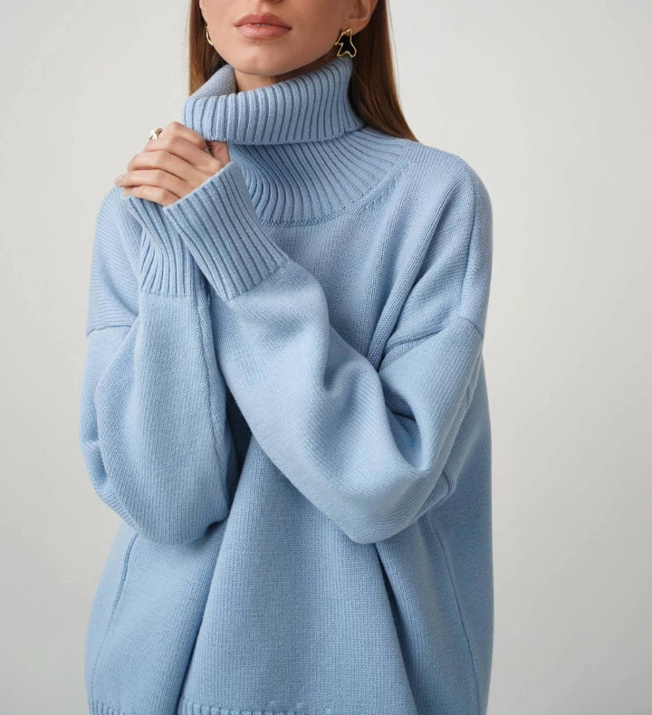 Damen Rollkragenpullover mit hohem Kragen und elastischen Bündchen