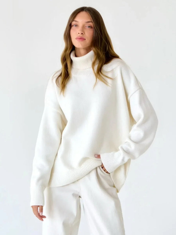 Damen Rollkragenpullover mit hohem Kragen und elastischen Bündchen
