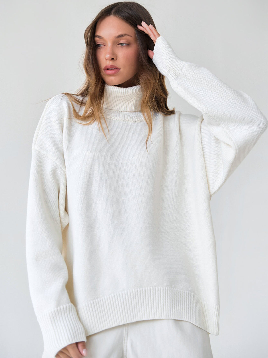 Damen Rollkragenpullover mit hohem Kragen und elastischen Bündchen