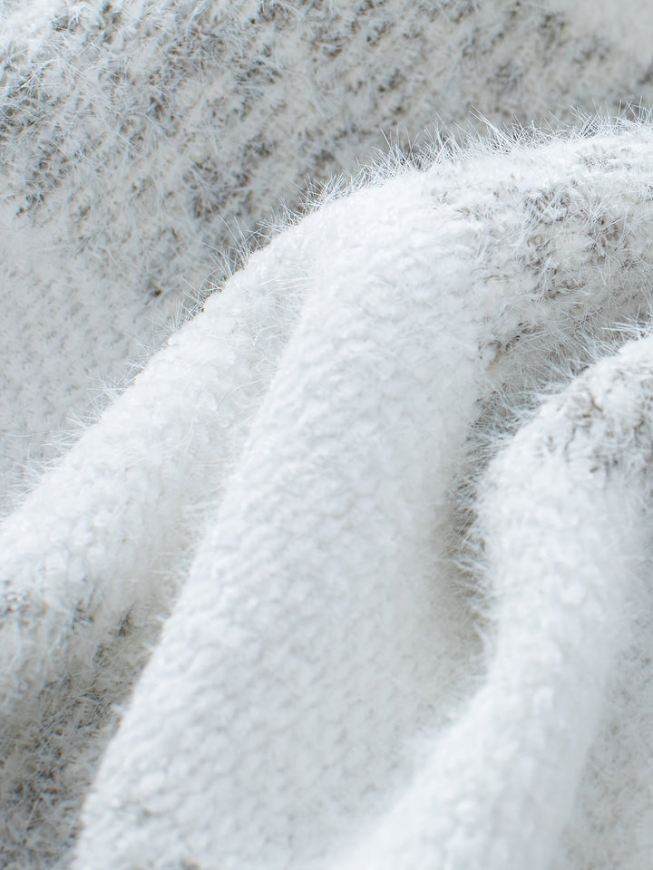 Dames coltrui met horizontale strepen, lange mouwen en gestructureerd oppervlak