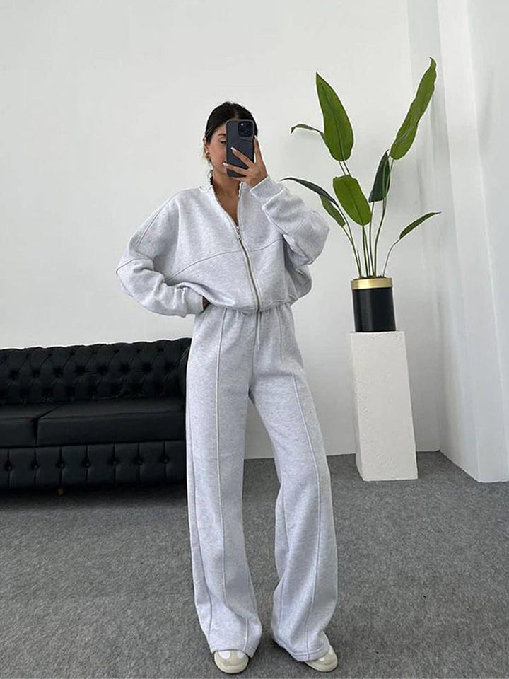 Dames set joggingpak met ritstop en elastische broek met trekkoord