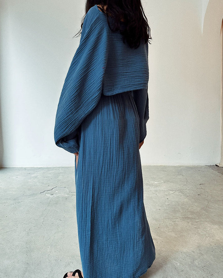 Damen Set mit Crop-Top und Maxirock mit Seitenschlitz