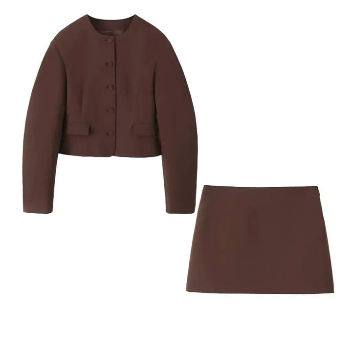 Dames set met jasje en minirok en knoopsluiting