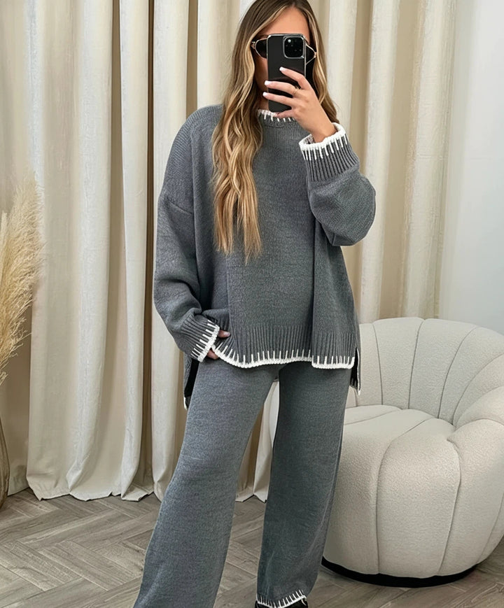 Dames set met ronde hals trui en lange broek