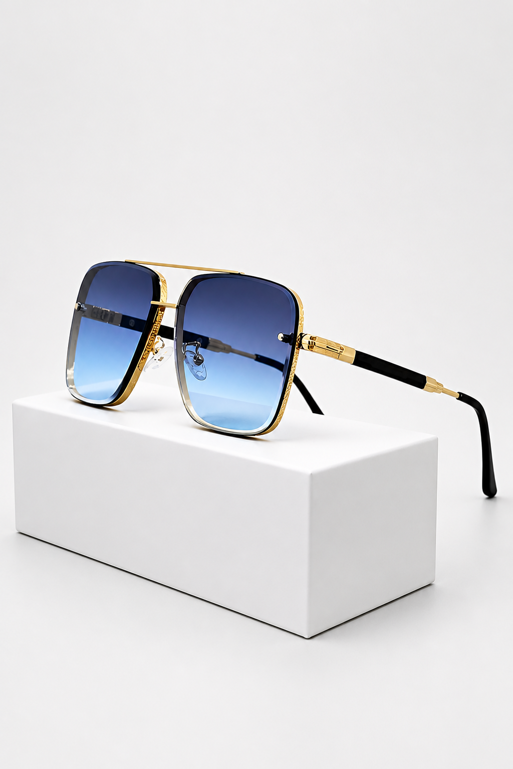 Damen Sonnenbrille mit Aviator-Rahmen und Doppelsteg aus Metall