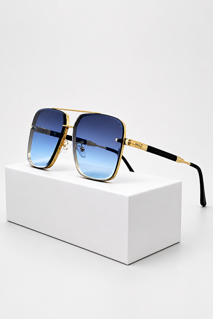 Damen Sonnenbrille mit Aviator-Rahmen und Doppelsteg aus Metall