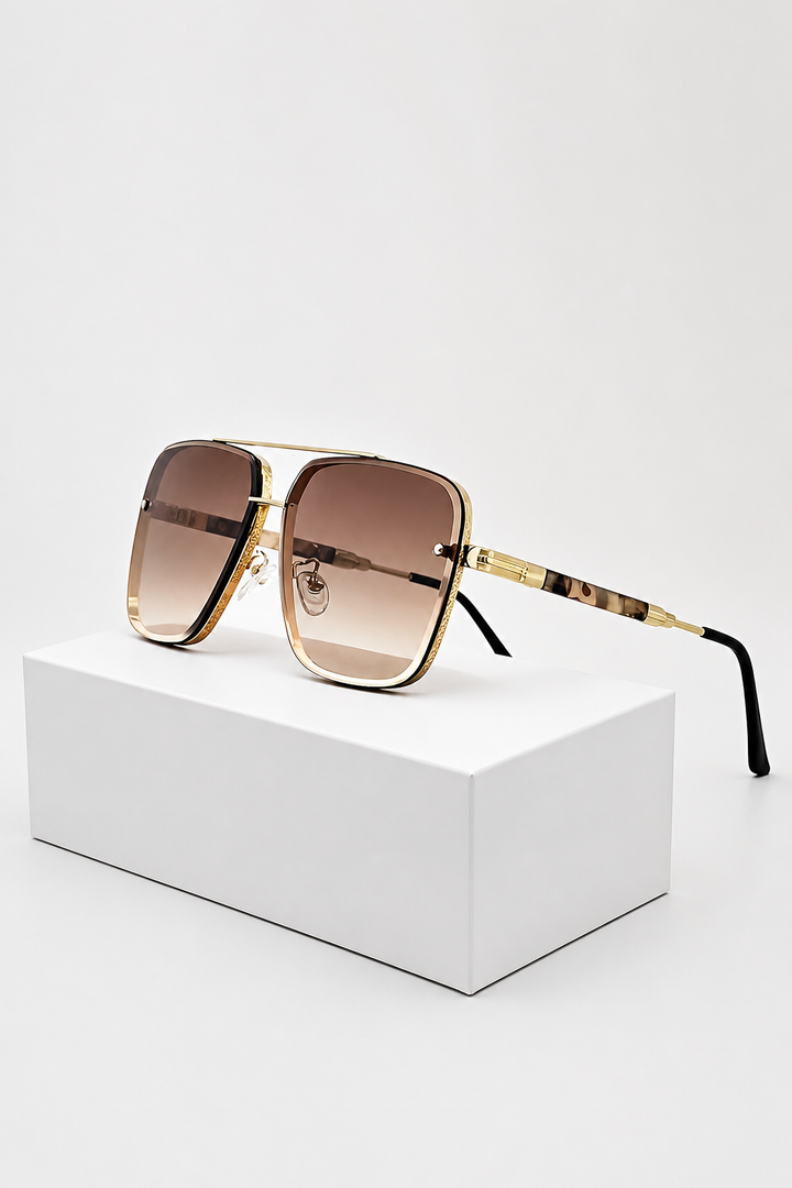 Damen Sonnenbrille mit Aviator-Rahmen und Doppelsteg aus Metall