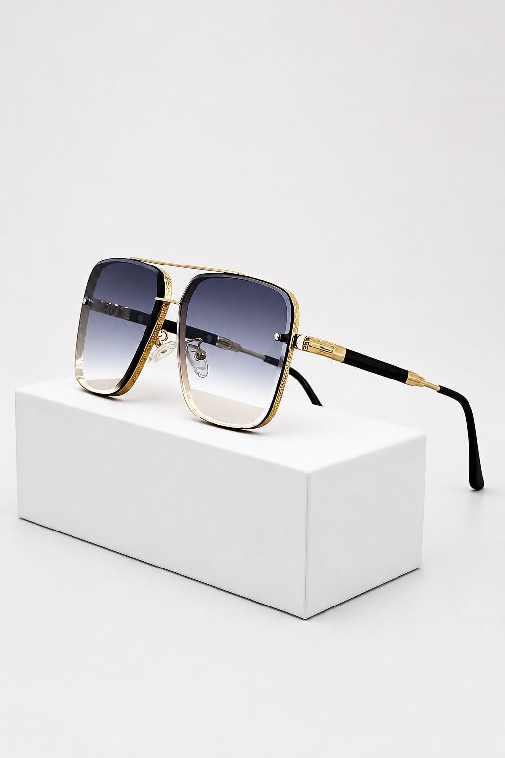 Damen Sonnenbrille mit Aviator-Rahmen und Doppelsteg aus Metall