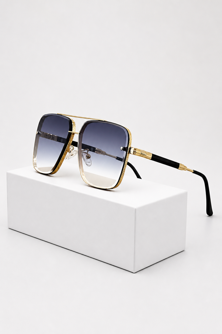 Damen Sonnenbrille mit Aviator-Rahmen und Doppelsteg aus Metall