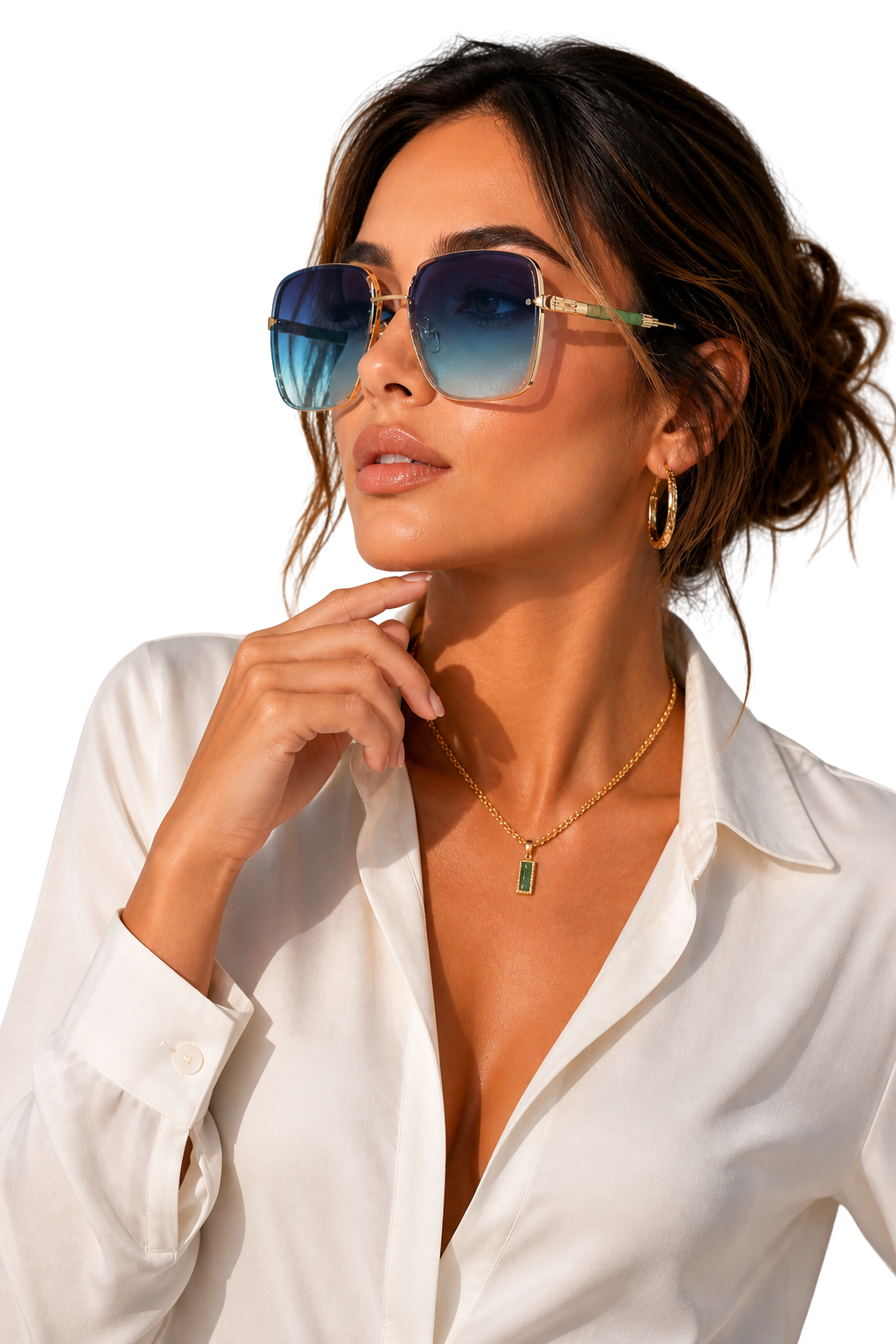Damen Sonnenbrille mit Aviator-Rahmen und Doppelsteg aus Metall