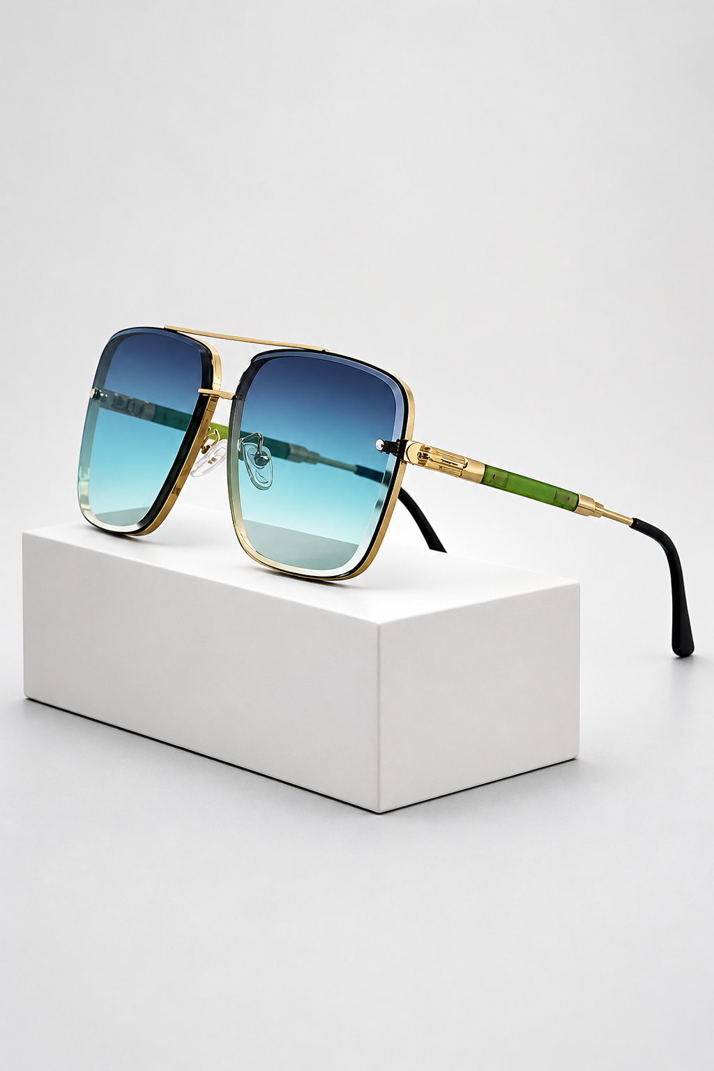 Damen Sonnenbrille mit Aviator-Rahmen und Doppelsteg aus Metall